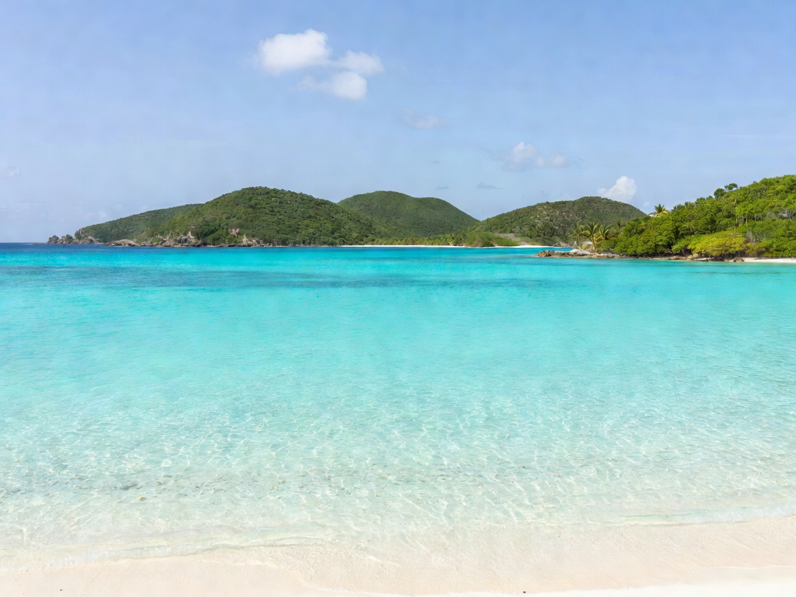 Crystal turquoise waters surrounding green islands in the Caribbean Sea